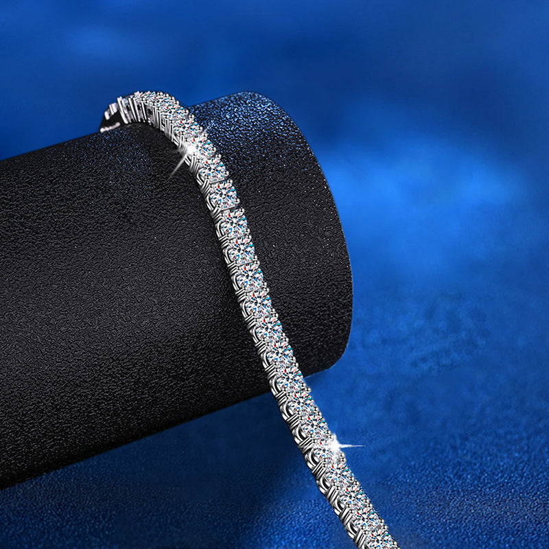 925 Silver Geometric Bracelet with 0.5ct 0.3ct or 0.1ct Moissanite Light Luxury Anniversary Jewelry White Gold Plated