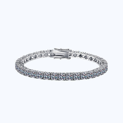 925 Silver Geometric Bracelet with 0.5ct 0.3ct or 0.1ct Moissanite Light Luxury Anniversary Jewelry White Gold Plated