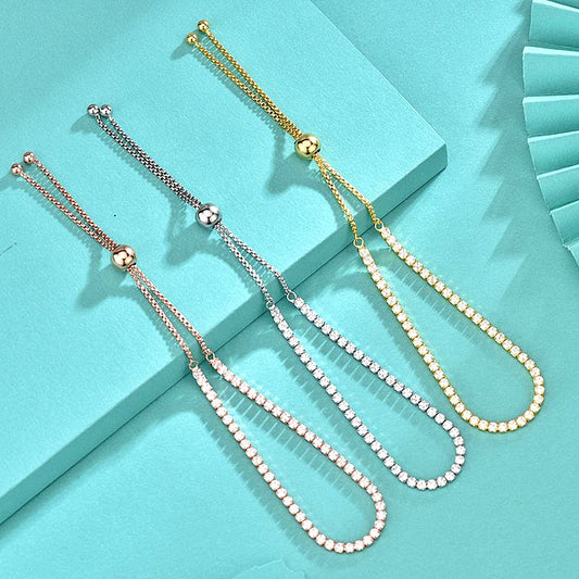 925 Silver Geometric Bracelet with White Gold,Yellow Gold or Rose Gold Plated Zircon Minimalist Jewelry for Women