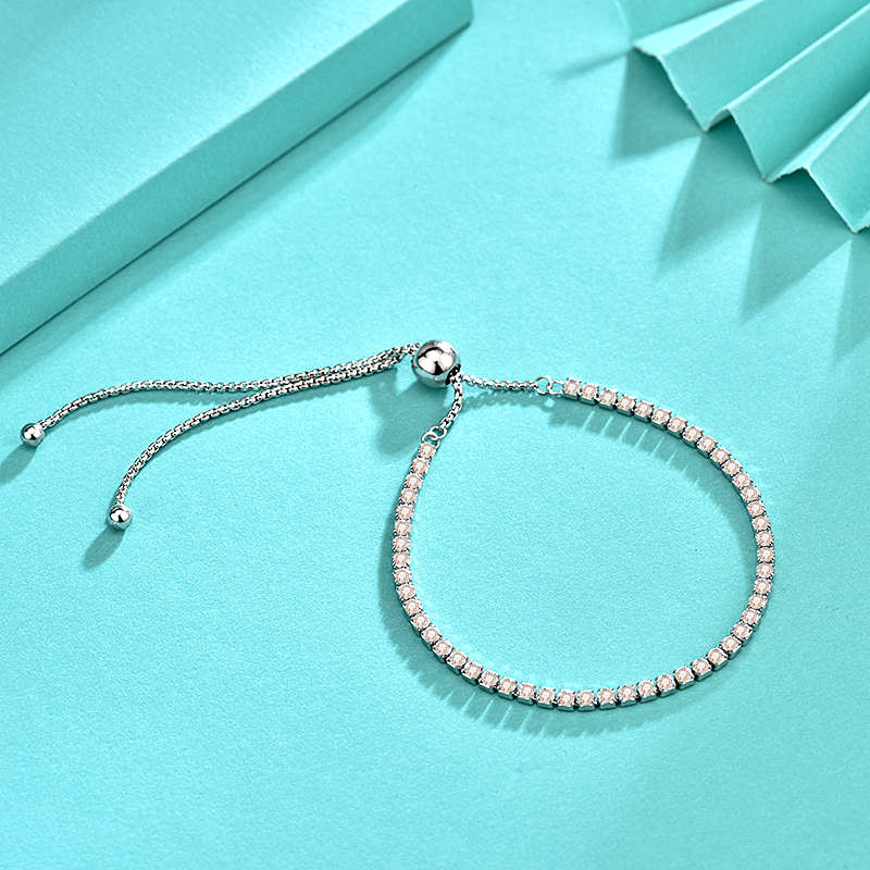 925 Silver Geometric Bracelet with White Gold,Yellow Gold or Rose Gold Plated Zircon Minimalist Jewelry for Women