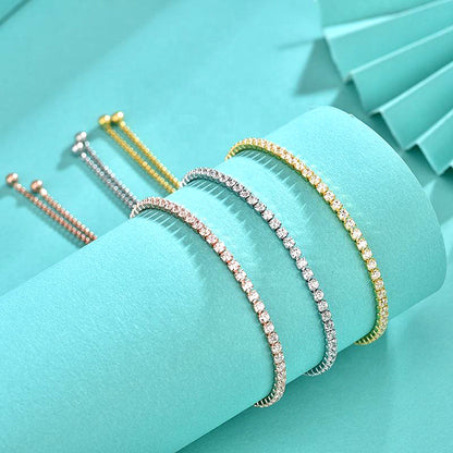 925 Silver Geometric Bracelet with White Gold,Yellow Gold or Rose Gold Plated Zircon Minimalist Jewelry for Women