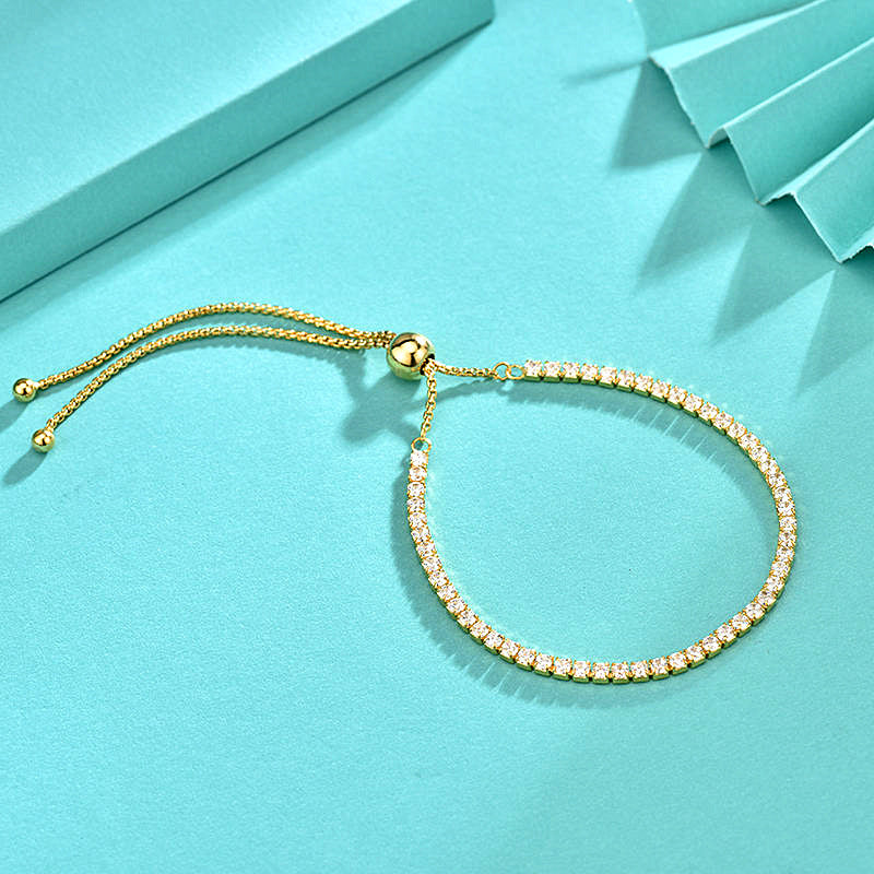 925 Silver Geometric Bracelet with White Gold,Yellow Gold or Rose Gold Plated Zircon Minimalist Jewelry for Women