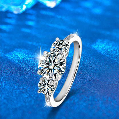 925 Silver Geometric Eternity Band with Moissanite Rhodium Plated Women's Professional Jewelry Size 5-8