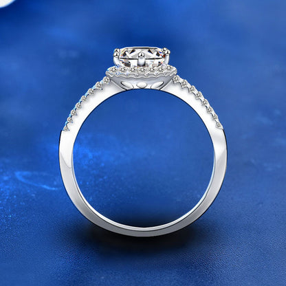 925 Silver Geometric Moissanite Ring 1ct/3ct Round Cut Rhodium Plated Women's Luxury Jewelry US Size 5-8