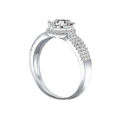 925 Silver Geometric Moissanite Ring 1ct/3ct Round Cut Rhodium Plated Women's Luxury Jewelry US Size 5-8