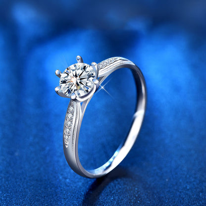 925 Silver Geometric Ring with 1ct Moissanite Chic Minimalist Women's Jewelry Size 5-8