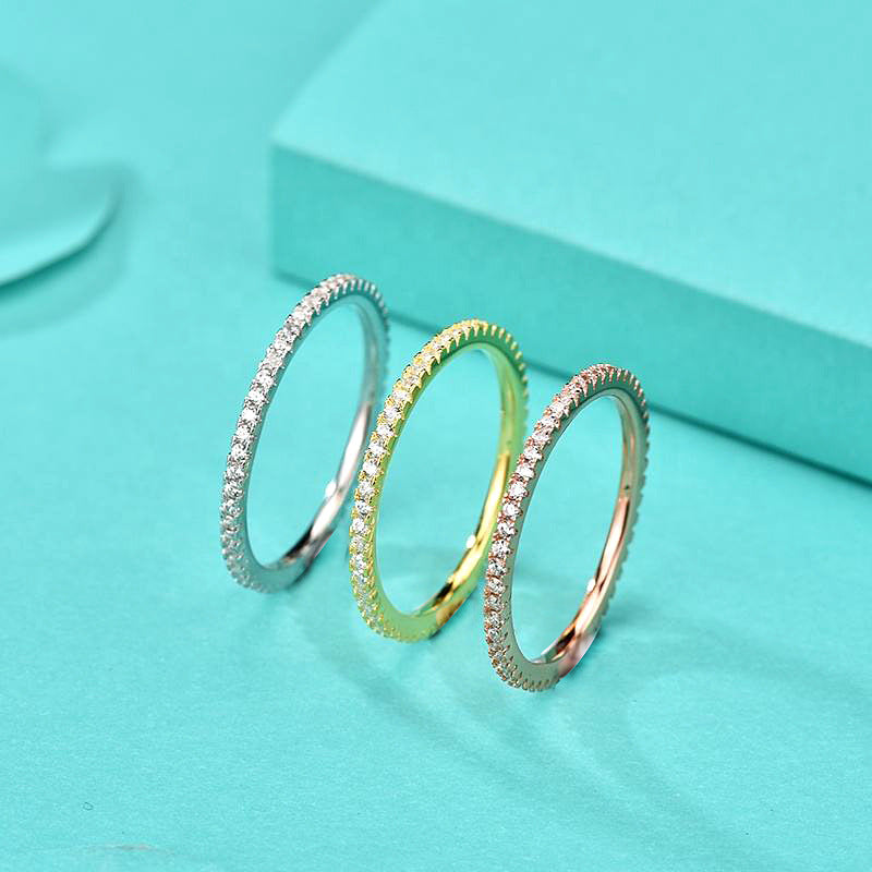 925 Silver Geometric Ring with Zircon Micro-Pavé in White Gold/Yellow Gold/Rose Gold Plating Unisex Minimalist Jewelry Size 5-9