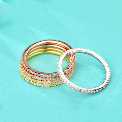 925 Silver Geometric Ring with Zircon Micro-Pavé in White Gold/Yellow Gold/Rose Gold Plating Unisex Minimalist Jewelry Size 5-9
