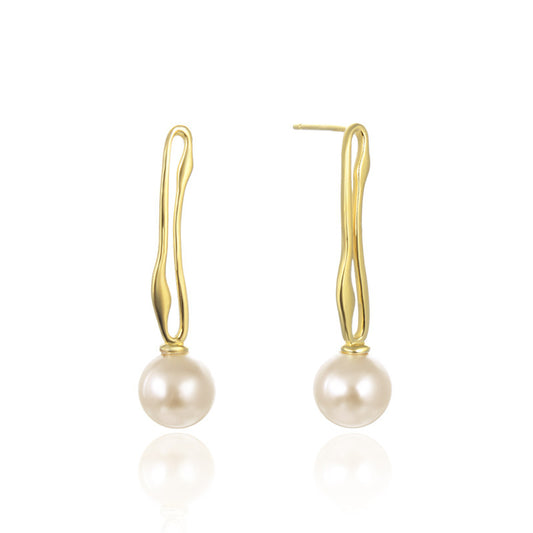 925 Silver Gold-Plated Pearl Stud Earrings - 1.5g Korean Style Shell Pearl Earrings with Plastic Backs, Sweet & Fresh Look