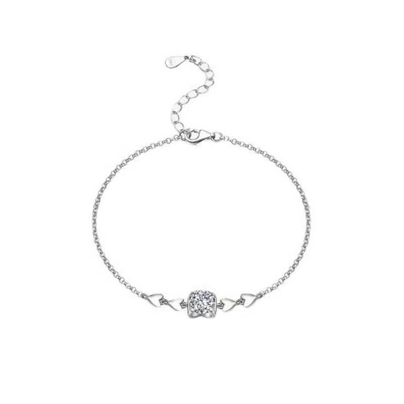 925 Silver Heart Bull Head Bracelet with 0.5ct Moissanite Multi Occasion Gift Jewelry White Gold Plated