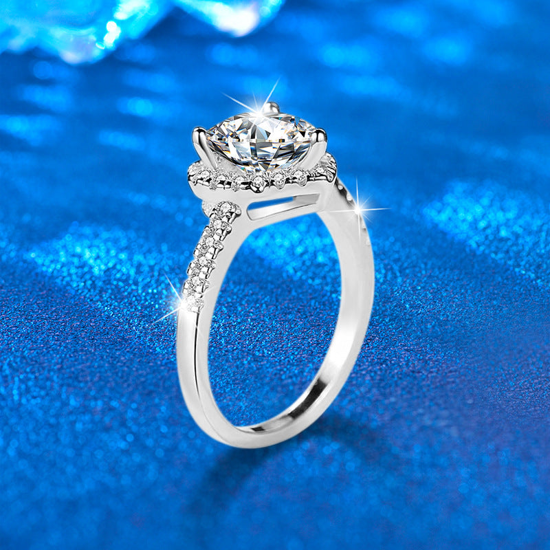 925 Silver Heart Shaped Ring with 7x7mm Moissanite Rhodium Plated Women's Luxury Jewelry Size 5-10