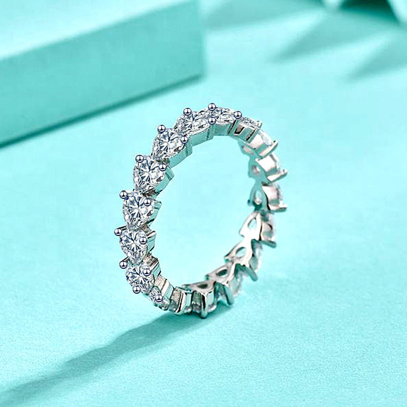 925 Silver Heart Shaped Zircon Ring European Style Women's Jewelry Size 5