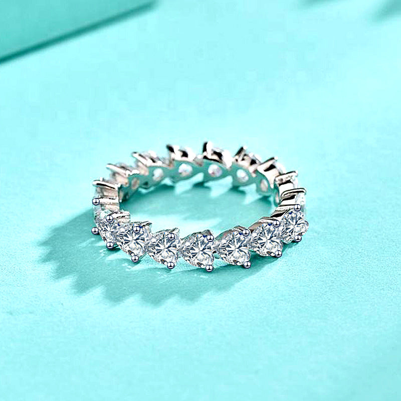 925 Silver Heart Shaped Zircon Ring European Style Women's Jewelry Size 5