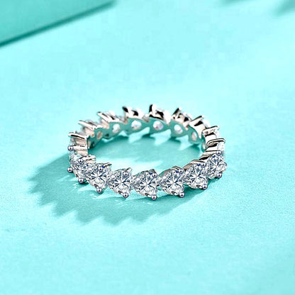 925 Silver Heart Shaped Zircon Ring European Style Women's Jewelry Size 5