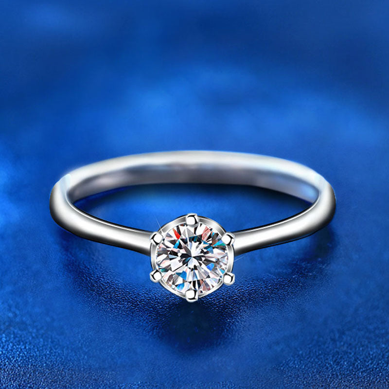 925 Silver Hexagonal Princess Solitaire Ring with D Color Moissanite Rhodium Plated Women's Jewelry Size 4-10