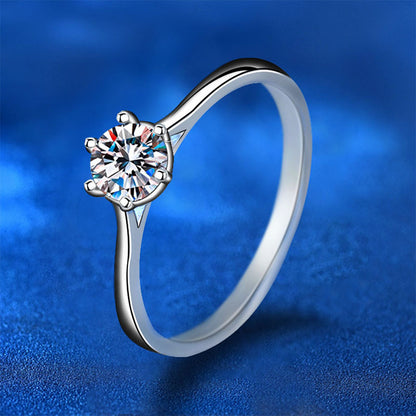 925 Silver Hexagonal Princess Solitaire Ring with D Color Moissanite Rhodium Plated Women's Jewelry Size 4-10