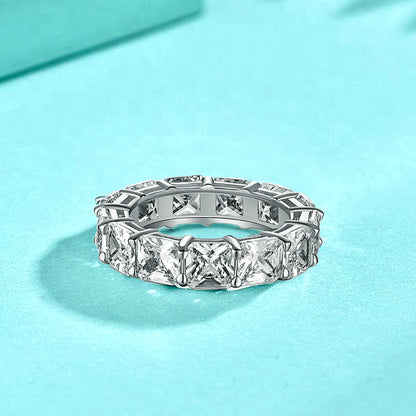 925 Silver Hip Hop Square Ring with White Zircon Geometric Statement Jewelry for Women Size 6-8