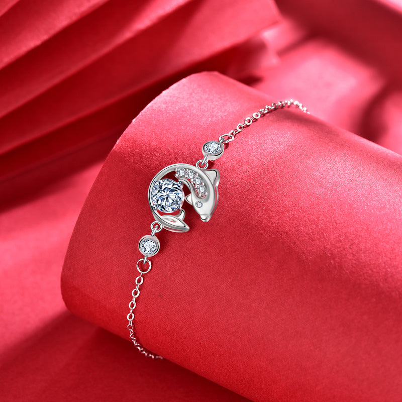 925 Silver Koi Fish Bracelet with 0.5ct Moissanite Royal Inspired Employee Gift Jewelry White Gold Plated
