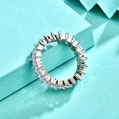 925 Silver Marquise Cut Zircon Geometric Ring Rhodium Plated Women's Minimalist Jewelry