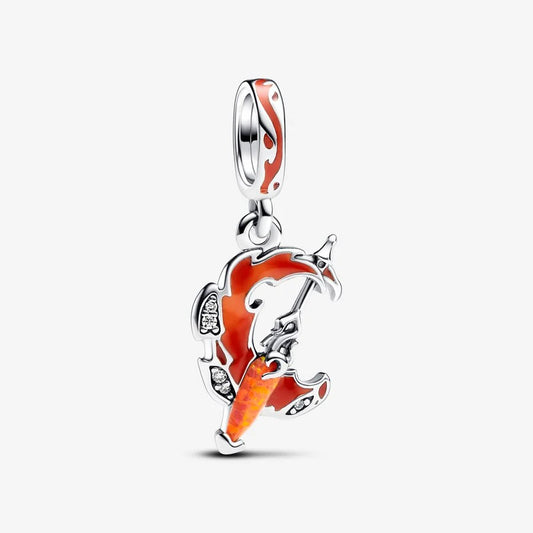 925 Silver Orange Opal Spear Charm