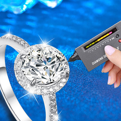 925 Silver Oval Geometric Ring with 7x9mm Oval Moissanite Rhodium Plated Women's Jewelry Size 5-8