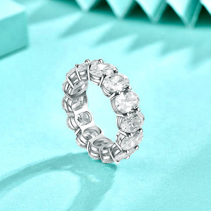 925 Silver Oval Geometric Ring with White Zircon Modern Minimalist Jewelry for Women Size 6-9