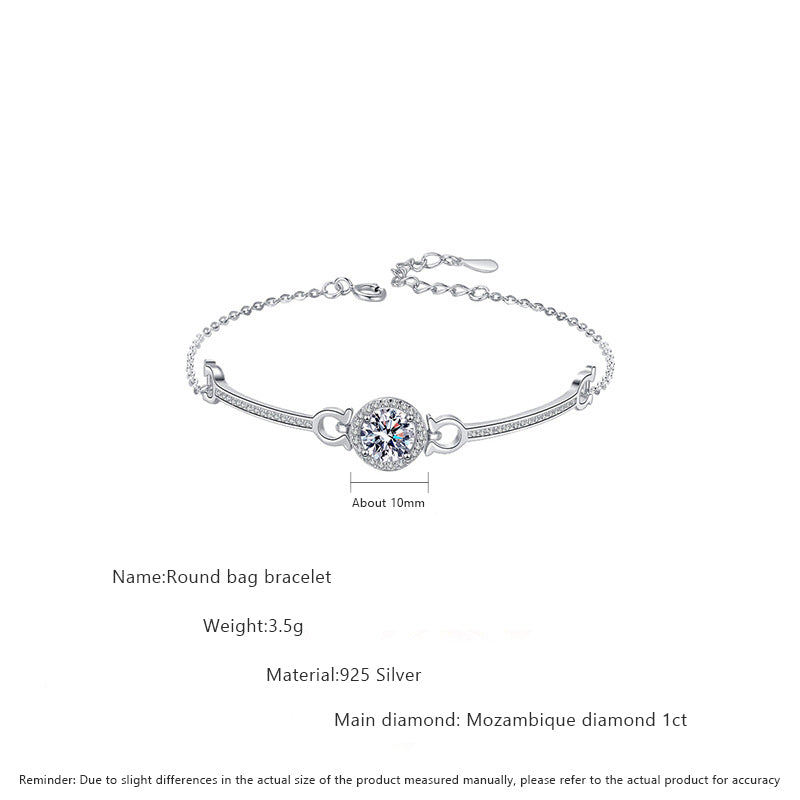 925 Silver Precision Crafted Bracelet with 1ct Moissanite Light Luxury Jewelry White Gold Plated