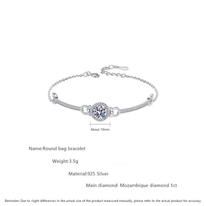 925 Silver Precision Crafted Bracelet with 1ct Moissanite Light Luxury Jewelry White Gold Plated