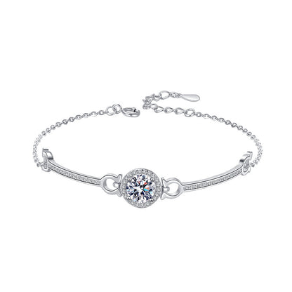 925 Silver Precision Crafted Bracelet with 1ct Moissanite Light Luxury Jewelry White Gold Plated