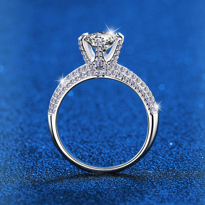 925 Silver Square Geometric Ring with 1ct/2ct Moissanite Unique Women's Jewelry Size 5-8