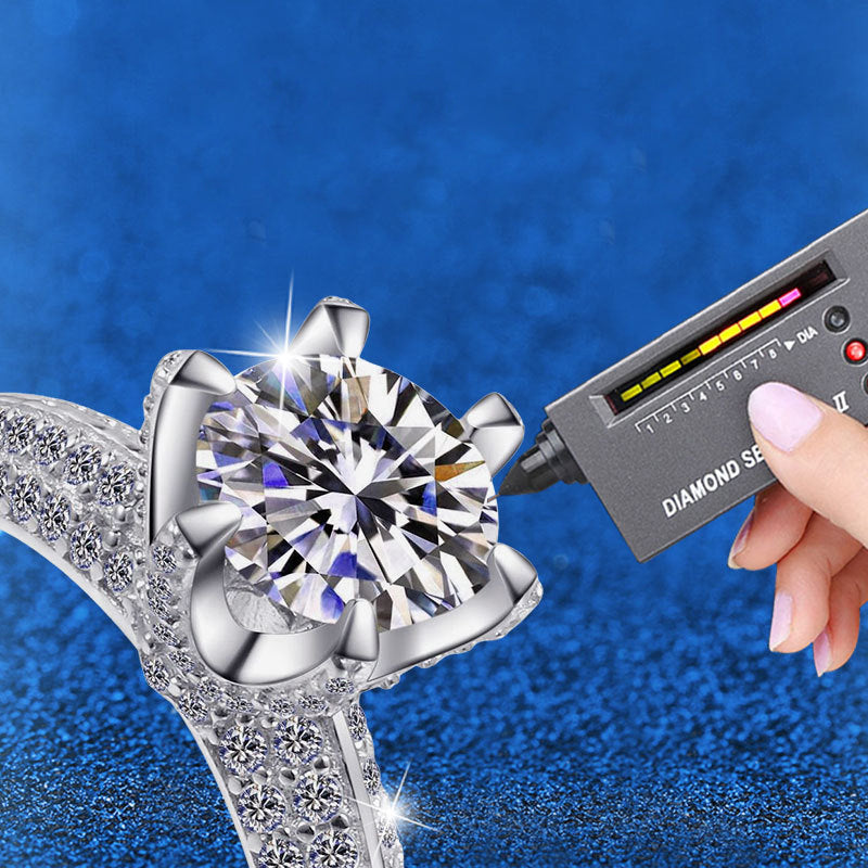 925 Silver Square Geometric Ring with 1ct/2ct Moissanite Unique Women's Jewelry Size 5-8