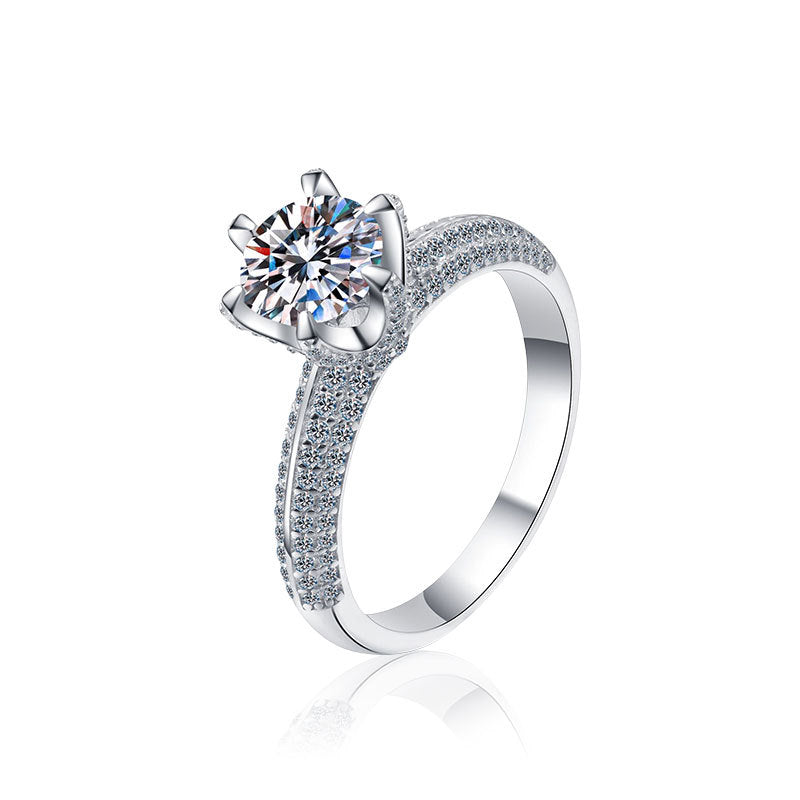 925 Silver Square Geometric Ring with 1ct/2ct Moissanite Unique Women's Jewelry Size 5-8