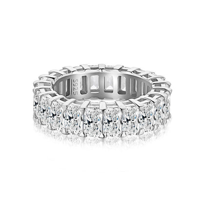 925 Silver Square Geometric Zircon Ring Urban Street Style Women's Jewelry Size 6-9