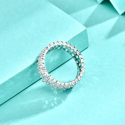 925 Silver Square White Zircon Geometric Ring Modern Minimalist Jewelry for Women Size 6-7