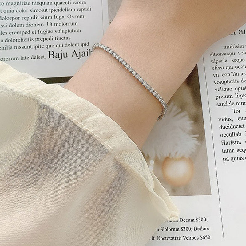 925 Silver Star Charm Bracelet with Single Row Moissanite Rhodium Plated Anniversary Jewelry with 12mm Extender