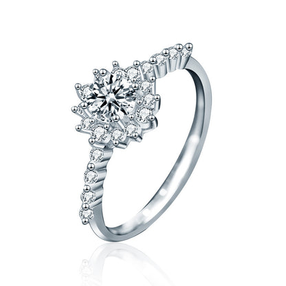 925 Silver Star Ring with 0.5 Carat Moissanite Dainty Celestial Jewelry for Women Size 5-8 White Gold Plated