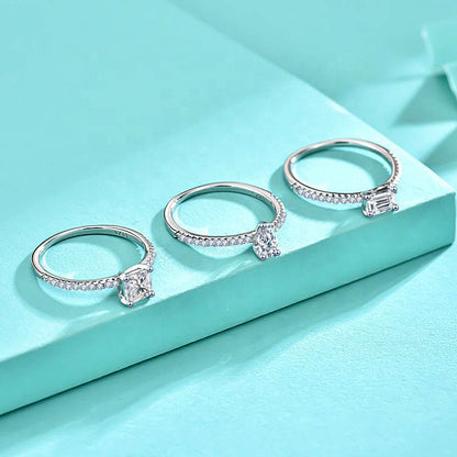 925 Silver Teardrop Ring with Square Rectangle and Pear Zircon Stones Elegant Jewelry for Women US Size 6-7