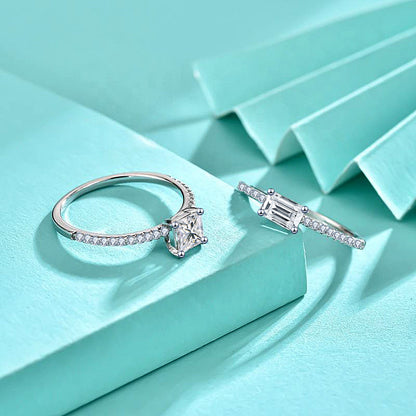 925 Silver Teardrop Ring with Square Rectangle and Pear Zircon Stones Elegant Jewelry for Women US Size 6-7