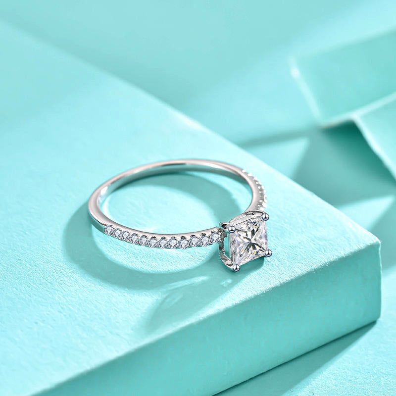 925 Silver Teardrop Ring with Square Rectangle and Pear Zircon Stones Elegant Jewelry for Women US Size 6-7