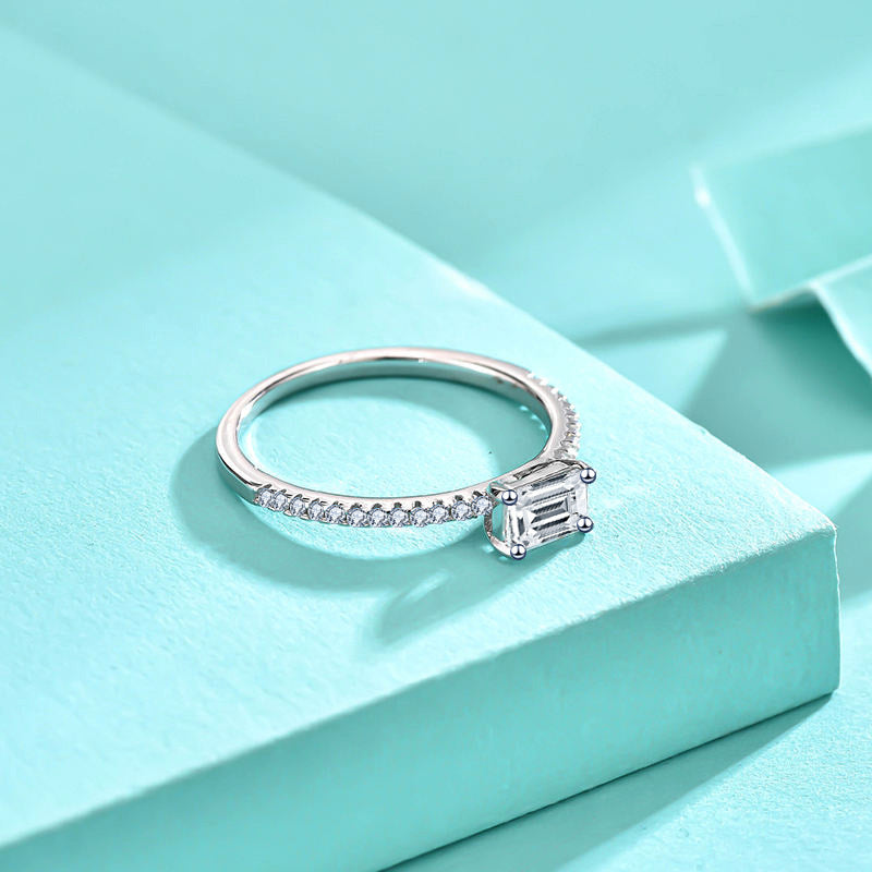 925 Silver Teardrop Ring with Square Rectangle and Pear Zircon Stones Elegant Jewelry for Women US Size 6-7