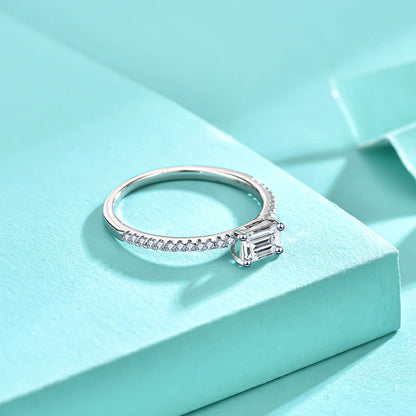 925 Silver Teardrop Ring with Square Rectangle and Pear Zircon Stones Elegant Jewelry for Women US Size 6-7