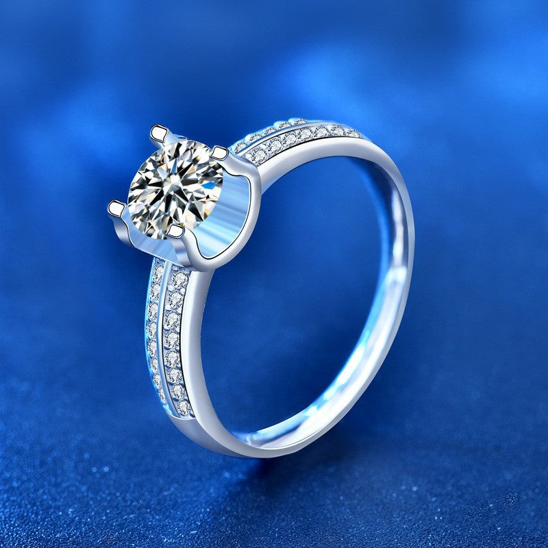 925 Silver U-Shaped Ring with 1ct Moissanite Instagram Style Women's Fashion Jewelry Size 5-8