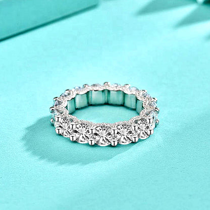 925 Silver White Zircon Geometric Stacking Ring Minimalist Circle Band Jewelry for Women Size 6-9