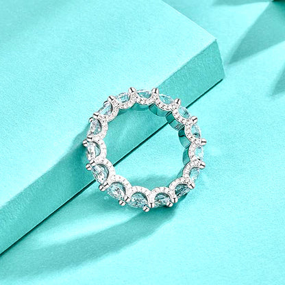 925 Silver White Zircon Geometric Stacking Ring Minimalist Circle Band Jewelry for Women Size 6-9