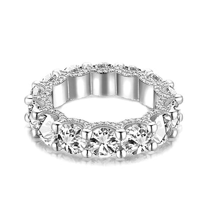 925 Silver White Zircon Geometric Stacking Ring Minimalist Circle Band Jewelry for Women Size 6-9