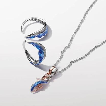 925 Silver & CZ Yao Deer Antler & Feather Pendant