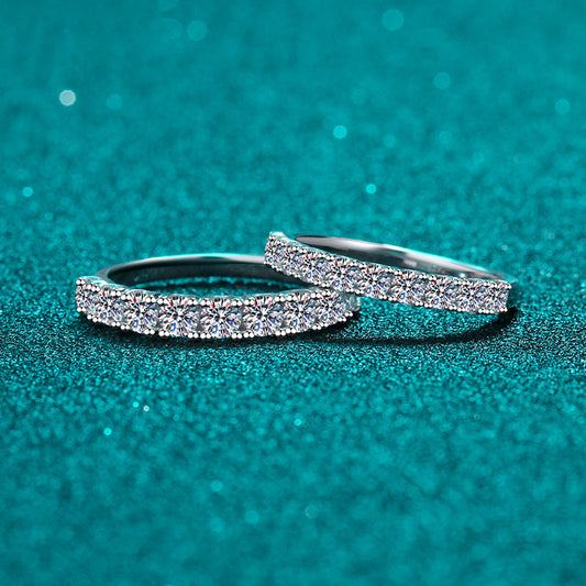 925 Sterling Silver 10-Stone Princess Eternity Band | 0.6ct/1ct Moissanite Stackable Ring