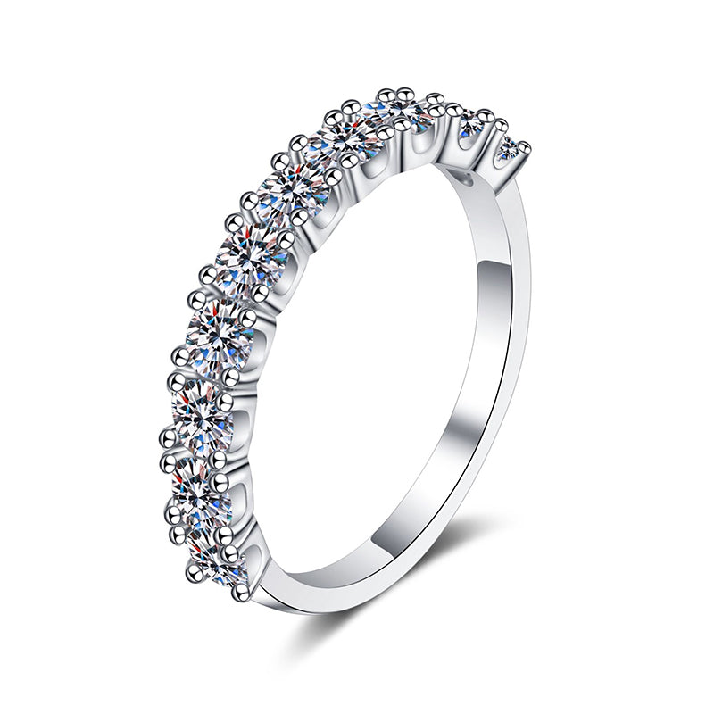 925 Sterling Silver 10-Stone Princess Eternity Band | 0.6ct/1ct Moissanite Stackable Ring