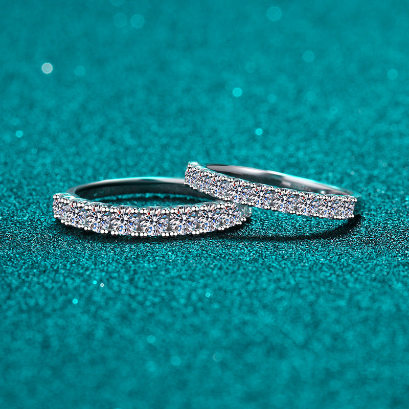 925 Sterling Silver 10-Stone Princess Eternity Band | 0.6ct/1ct Moissanite Stackable Ring