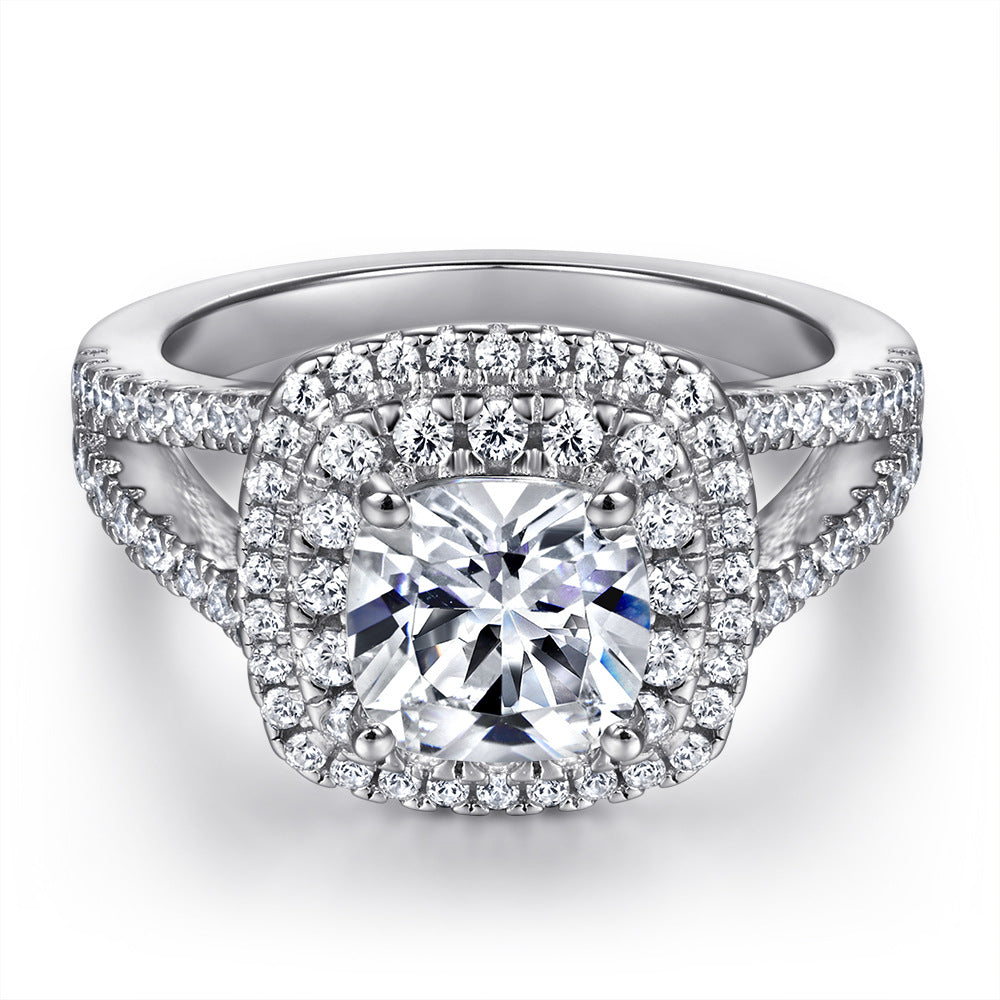 925 Sterling Silver 2 Carat Zircon Wedding Ring – Elegant Heart-Shaped Bridal Jewelry